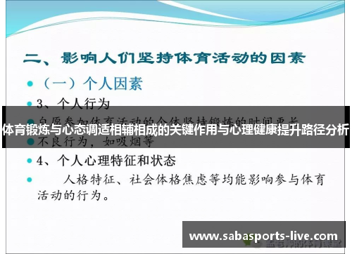 体育锻炼与心态调适相辅相成的关键作用与心理健康提升路径分析